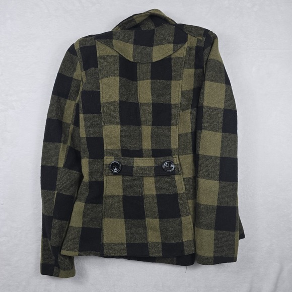 Rampage Y2K Peacoat Small Juniors Olive Green Caviar Plaid Grunge Preppy Jacket - Picture 5 of 6